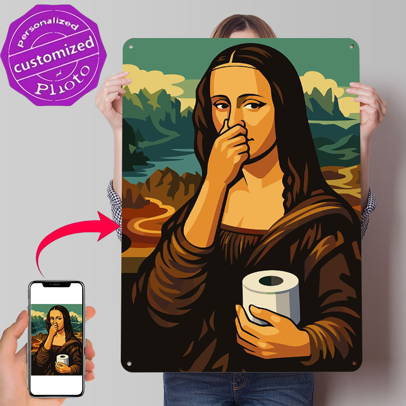 Retro Gaming Wallpaper - Mona Lisa Holding Toilet Paper Tinplate