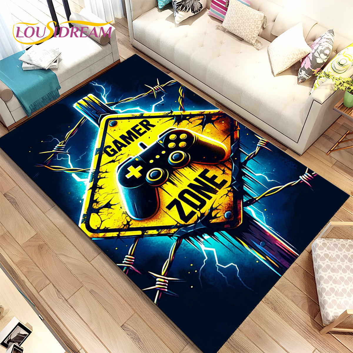 Retro Gaming Rug - Cartoon Game Gamer Gamepad Rug Carpet