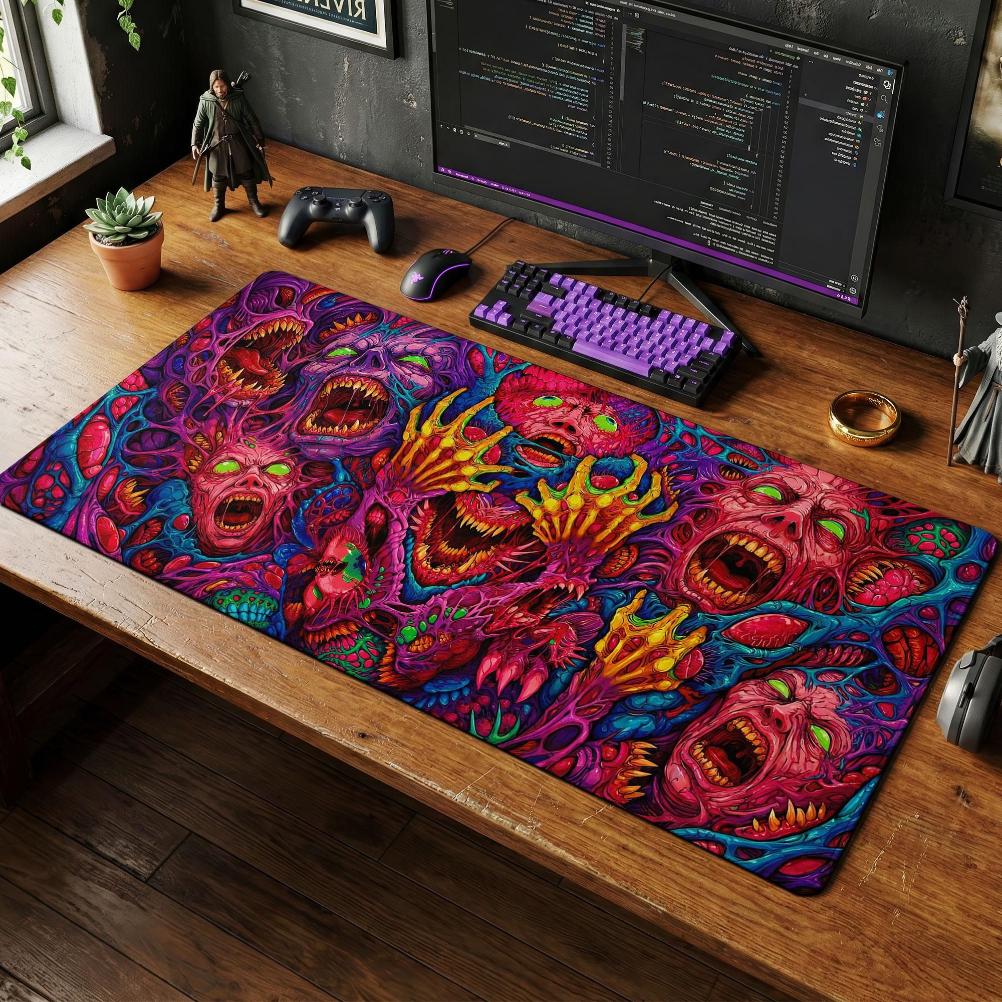 Retro Gaming Rug - Japan Red Mouse Pad Neon Gore