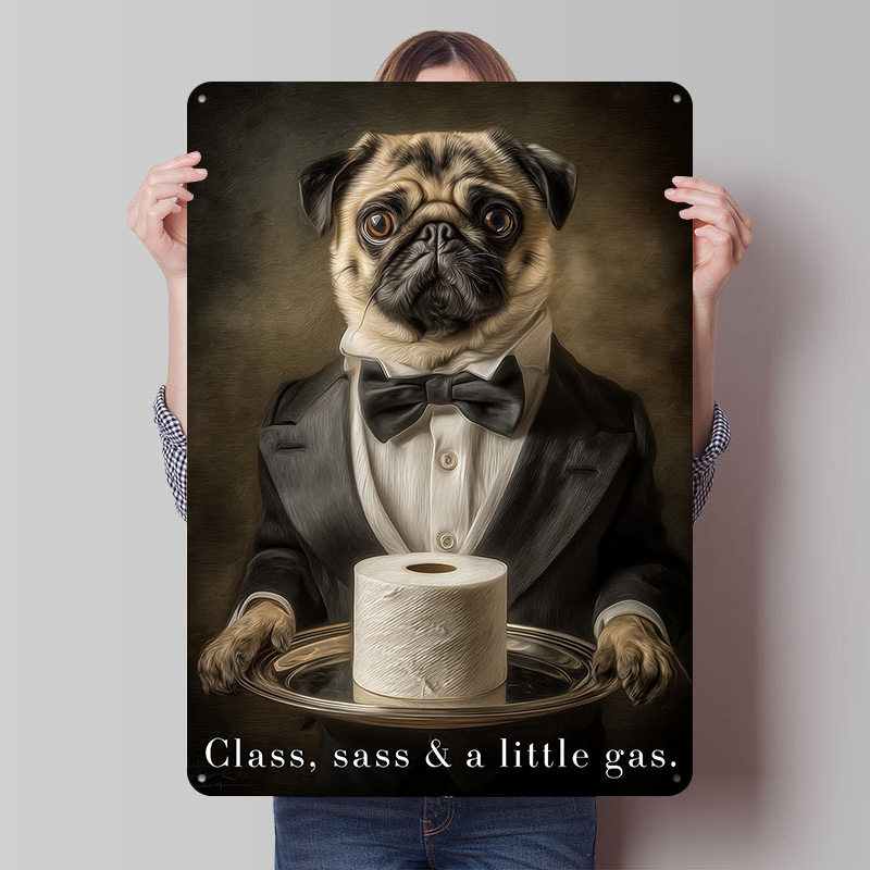 Retro Gaming Wallpaper - Pug Butler With Toilet Paper Printed