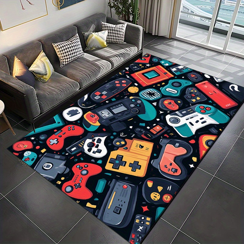 Retro Gaming Rug - Vibrant Gaming Controller & Console Area