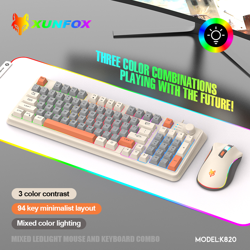 Retro Gaming Accessories - K820 USB Wired Game Keyboard Mouse