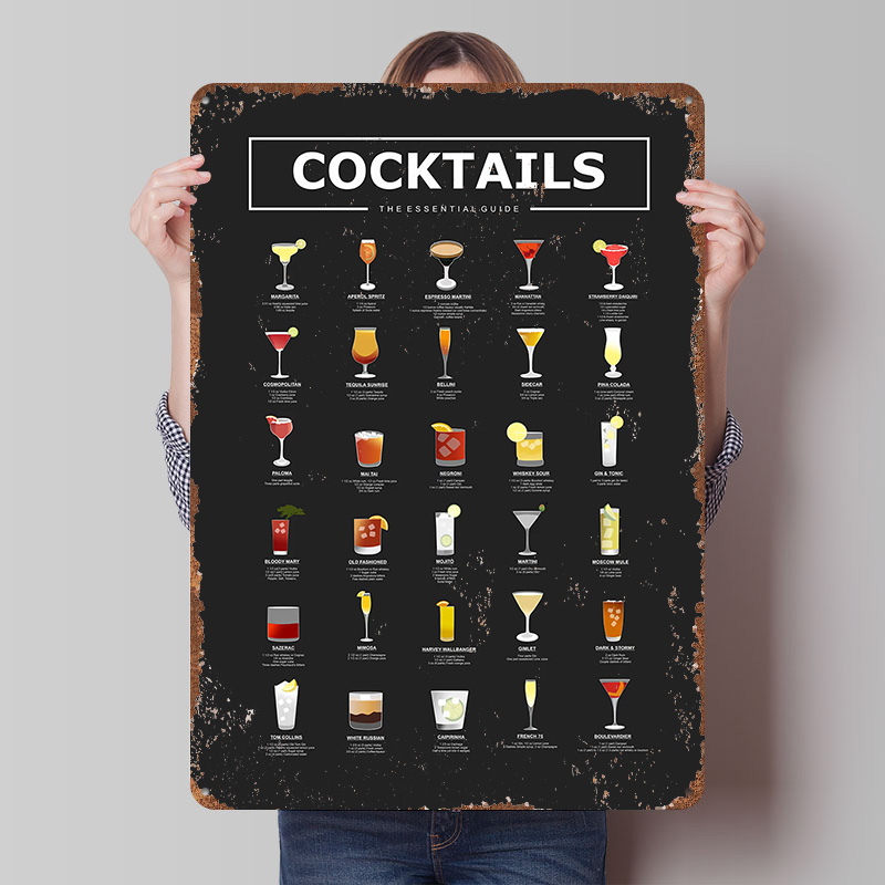 Retro Gaming Guide - Cocktails Guide Printed Poster Customized Wall