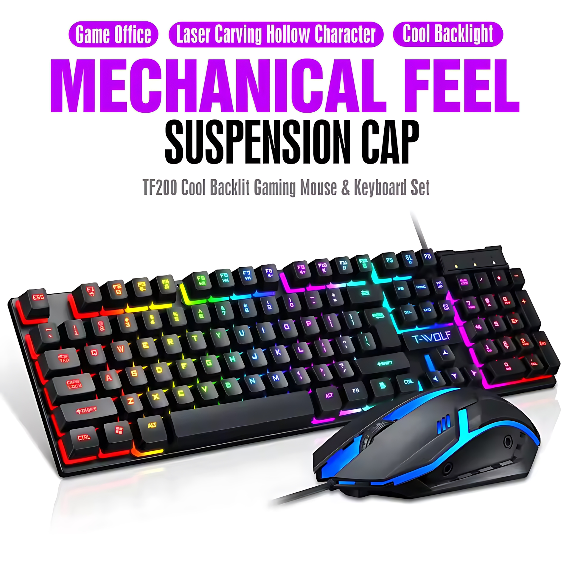 Rainbow Backlit Wired Keyboard - Retro Gaming Accessories บทวิจารณ์และราคา