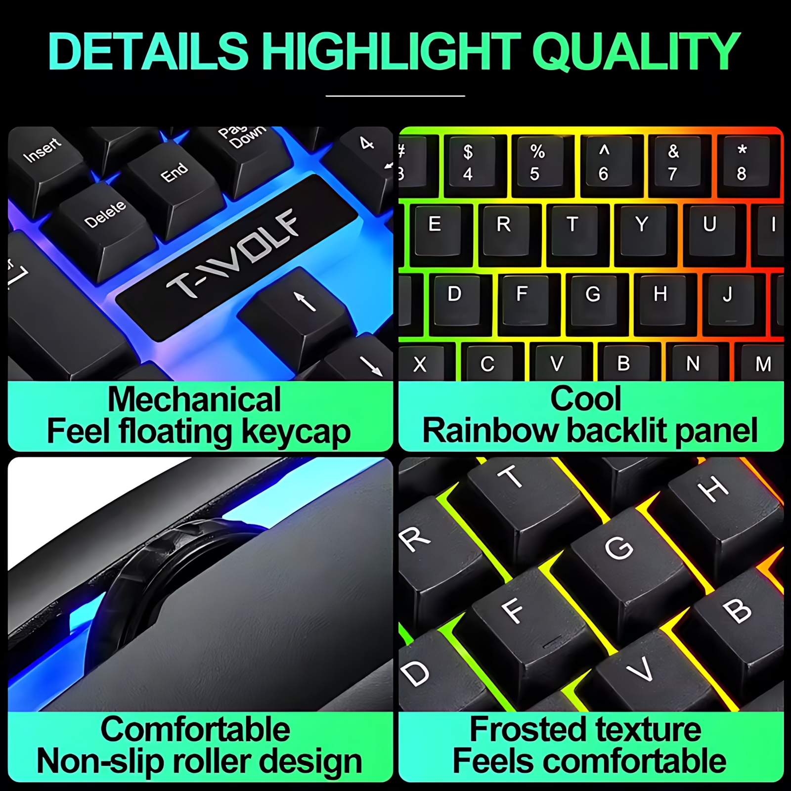 Rainbow Backlit Wired Keyboard - Retro Gaming Accessories บทวิจารณ์และราคา