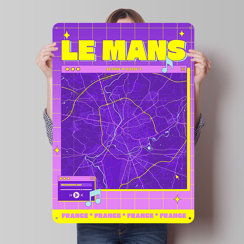 Le Mans France Map Retro Print - Retro Gaming France บทวิจารณ์และราคา