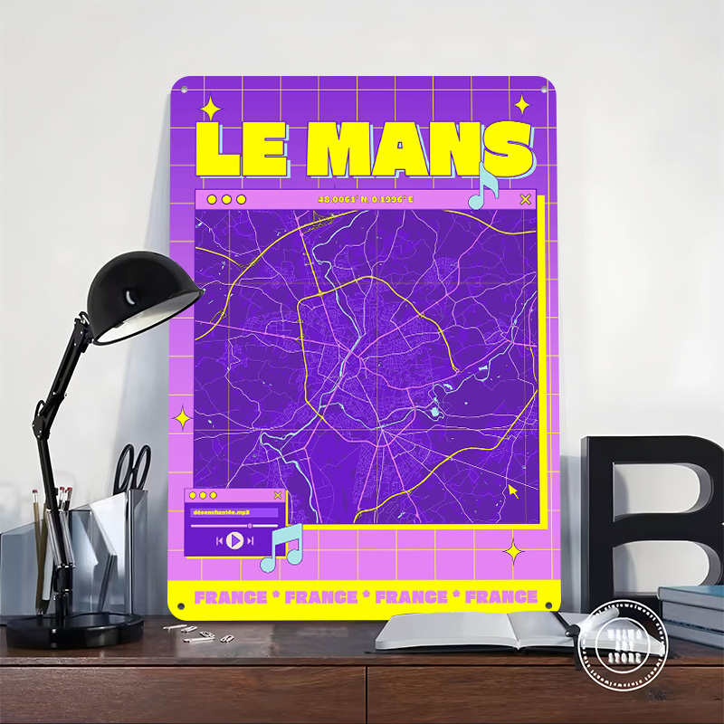 Le Mans France Map Retro Print - Retro Gaming France บทวิจารณ์และราคา