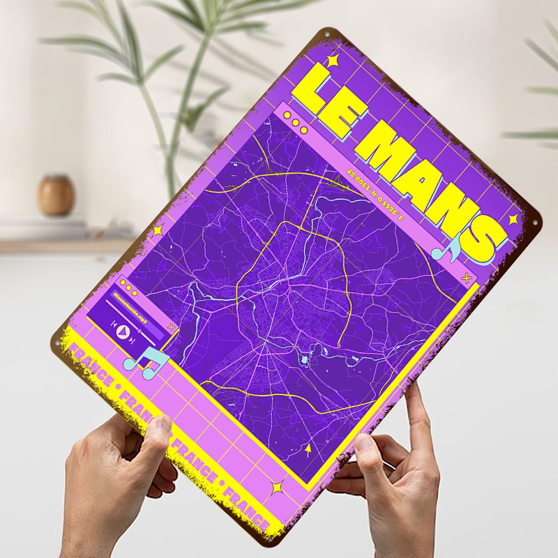 Le Mans France Map Retro Print - Retro Gaming France บทวิจารณ์และราคา