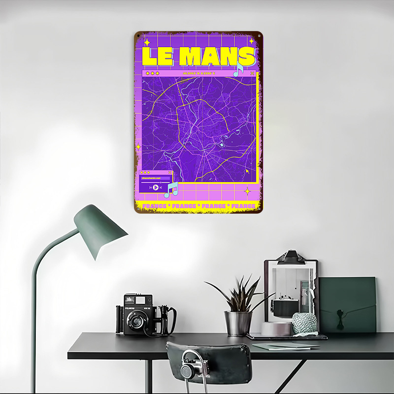Le Mans France Map Retro Print - Retro Gaming France บทวิจารณ์และราคา