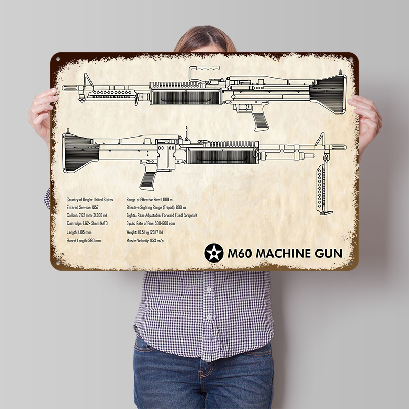 M60 Machine Gun Paper Tin Post - Retro Gaming Wallpaper บทวิจารณ์และราคา