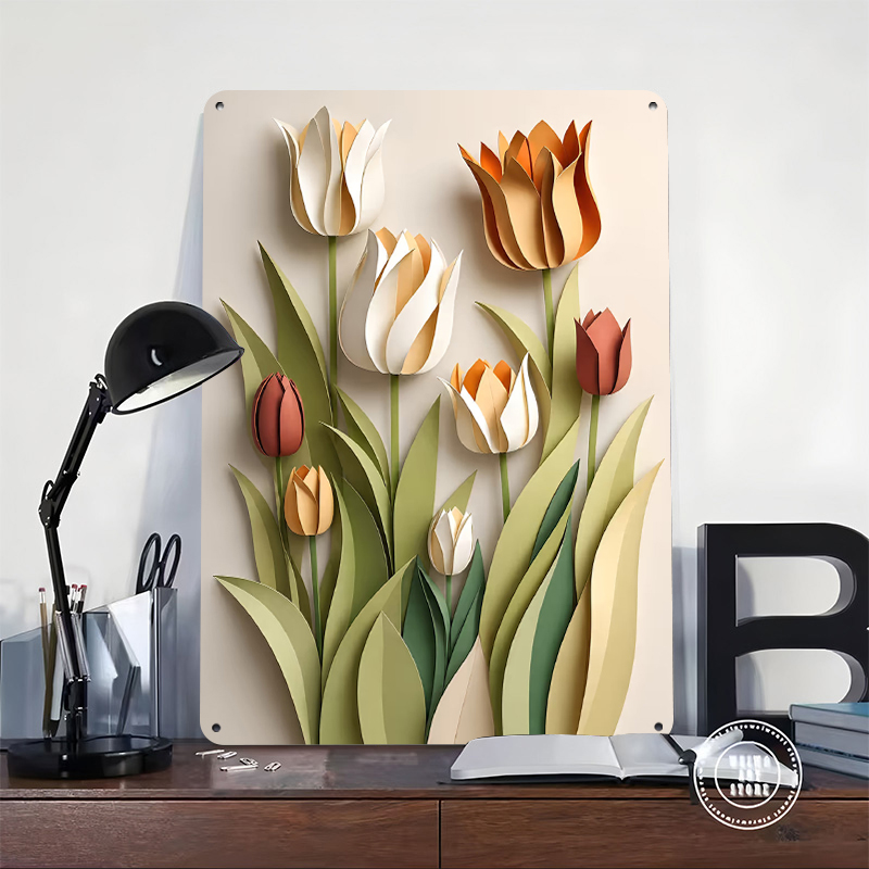 Paper Cutout Tulips Flowers Pr - Retro Gaming Wallpaper บทวิจารณ์และราคา