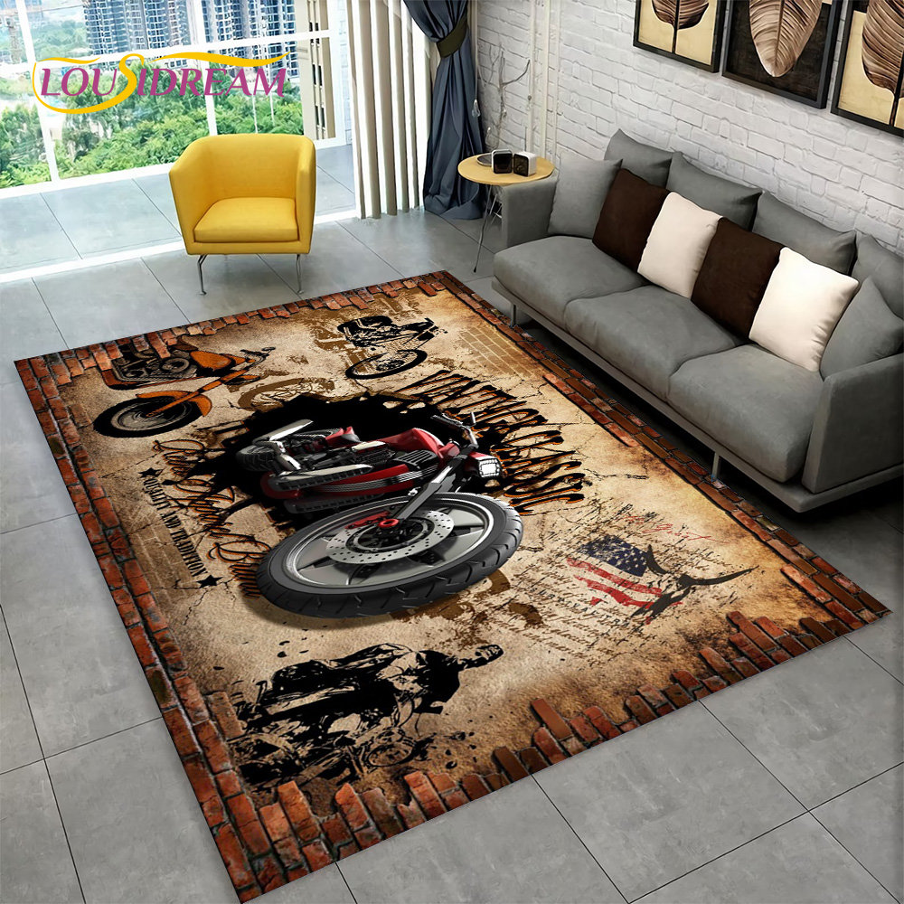 3D Retro Vintage Motorcycle Ar - Retro Gaming Rug บทวิจารณ์และราคา
