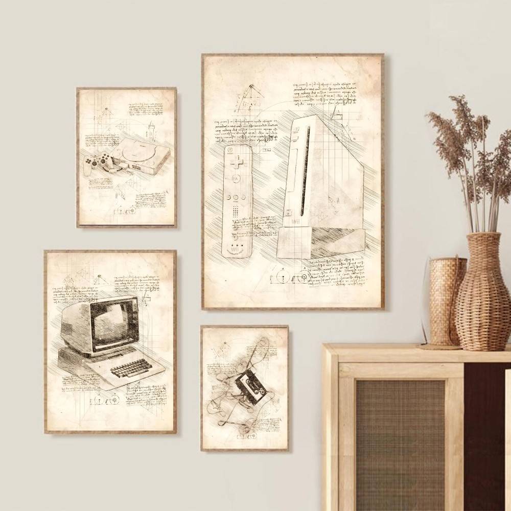 Vintage Gaming Console Sketch  - Retro Gaming Wallpaper บทวิจารณ์และราคา