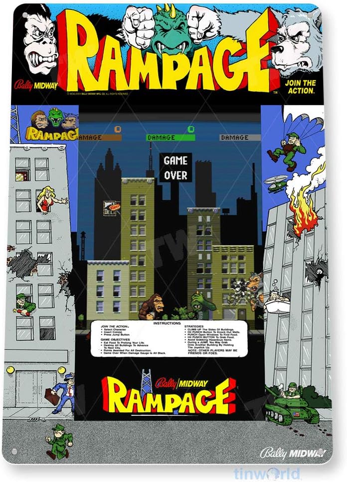 TIN SIGN Rampage Arcade Sign G - Retro Gaming Shops บทวิจารณ์และราคา