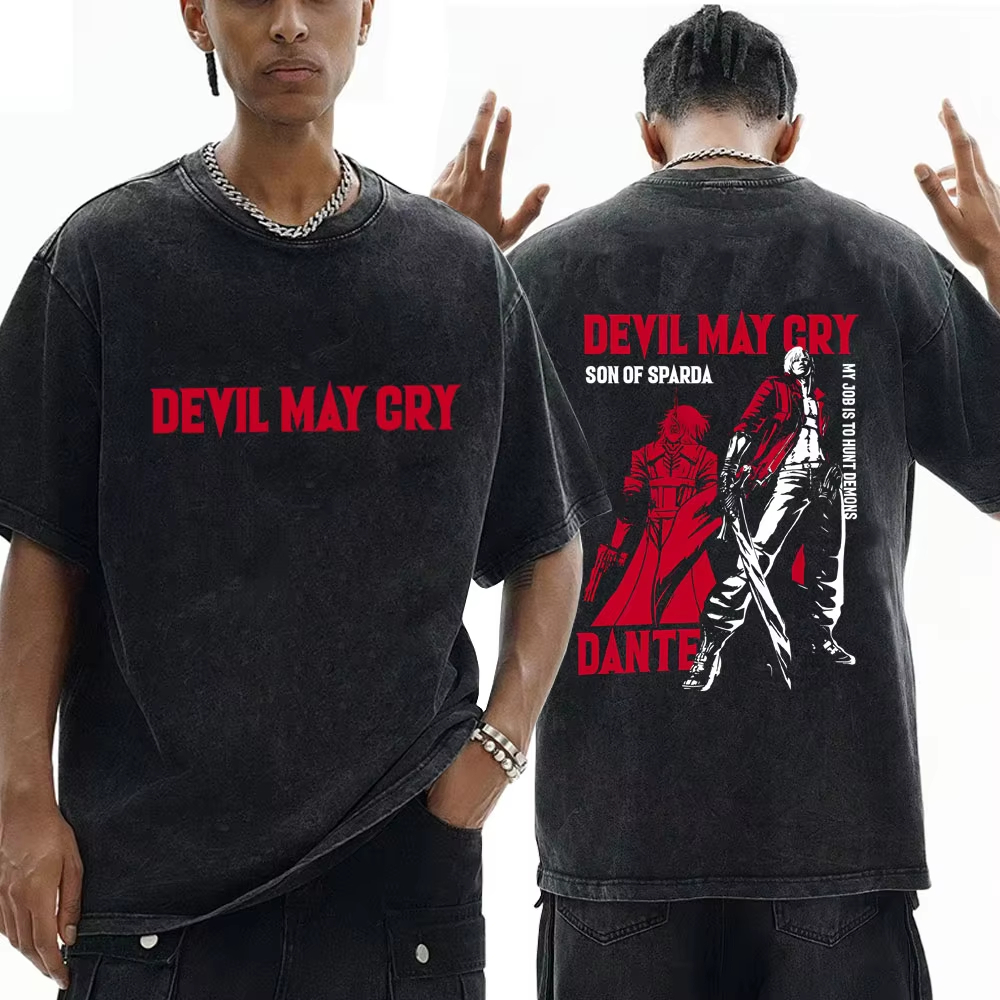 Devil May Cry Retro Washed T-s - Retro Gaming Shops บทวิจารณ์และราคา