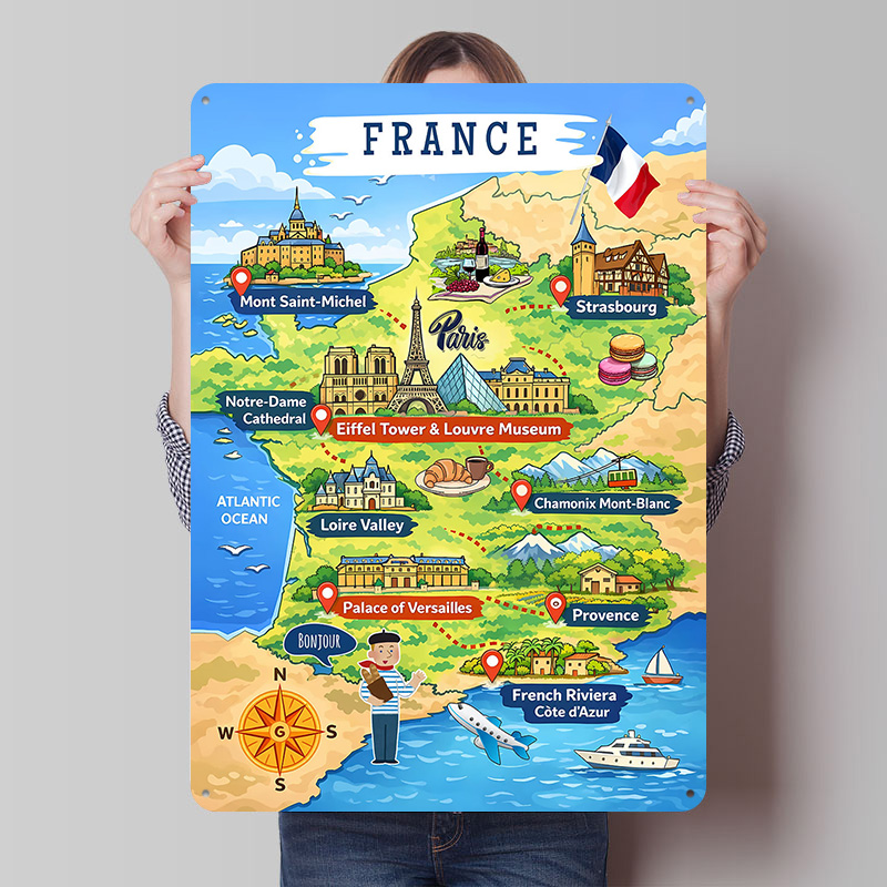 France Travel Map Cartoon Meta - Retro Gaming France บทวิจารณ์และราคา