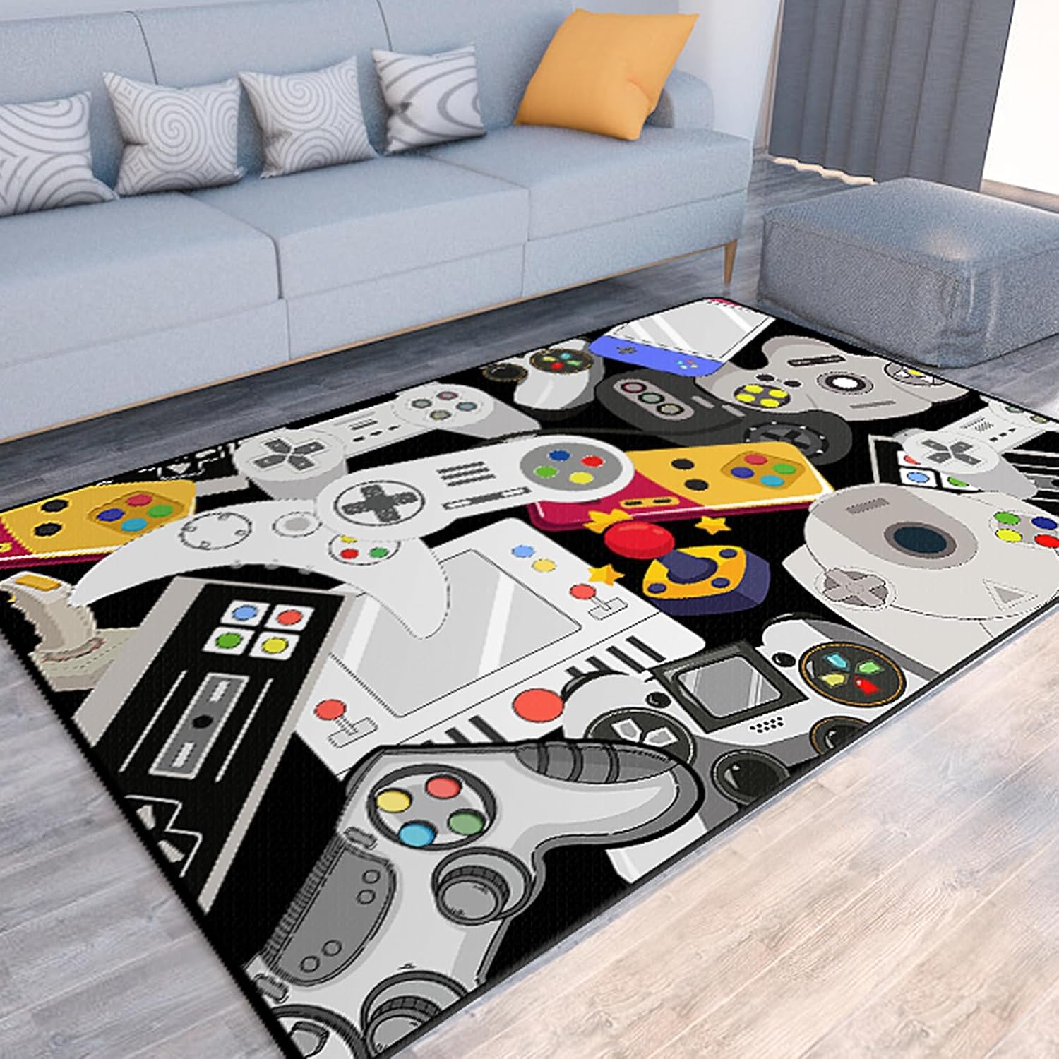 Retro Game Controller Print Ar - Retro Gaming Rug บทวิจารณ์และราคา
