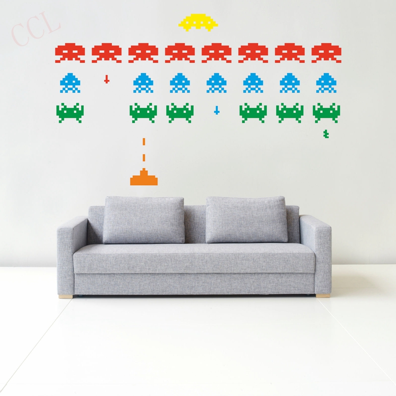 Gamer Vinyl Stickers SPACE INV - Retro Gaming Wallpaper บทวิจารณ์และราคา